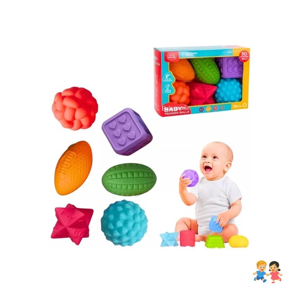 Soft Balls 6 Pelotas Sensoriales Texturizadas Para Bebes 3d.