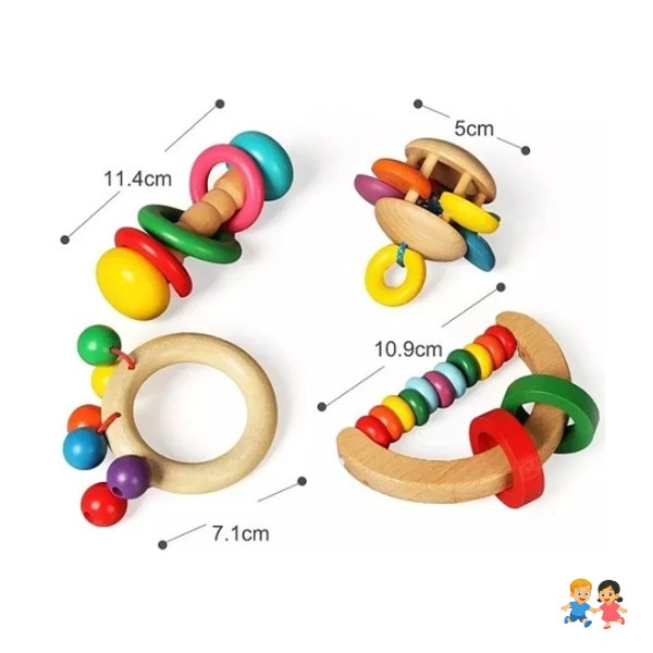 Sonajeros Para Bebe Juguete De Madera Estimulación Temprana.