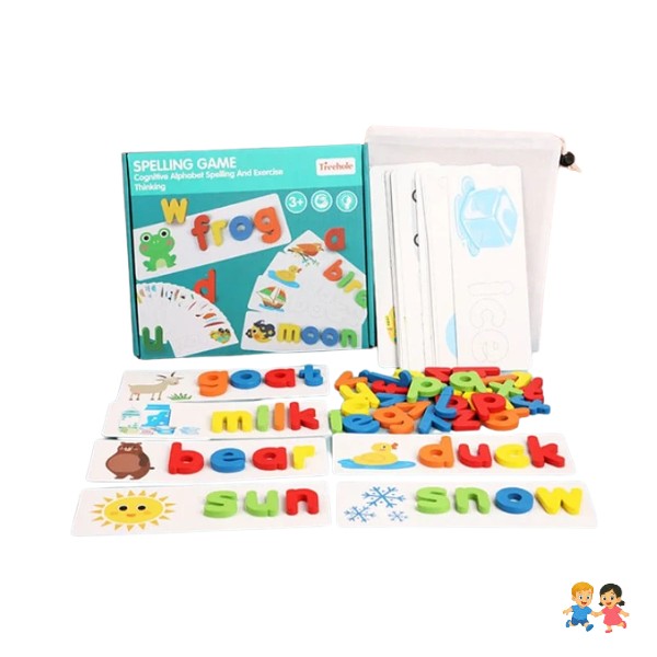 Juego De Palabras De Deletreo Juego Montessori Puzzle.