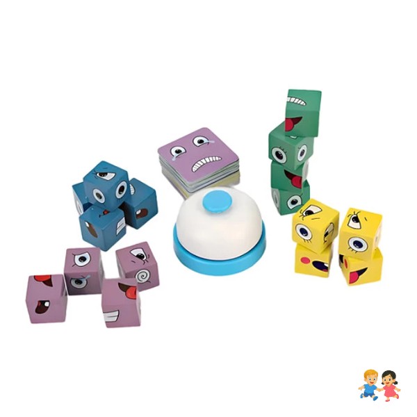 Juego De Puzzle Didáctico Bloques De Madera Expresiones.