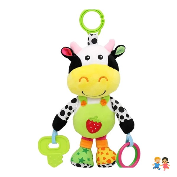 Peluche Estimulación Sensorial Bebé Con Sonajero Vaquita.