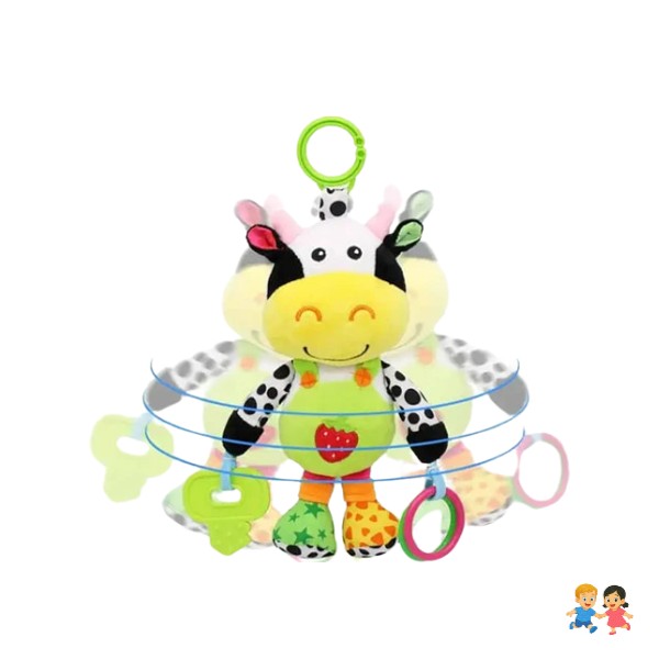 Peluche Estimulación Sensorial Bebé Con Sonajero Vaquita.