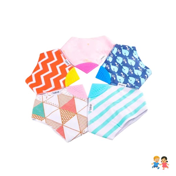 Baberos De Tela Bandana Con Mordedor Para Bebes.
