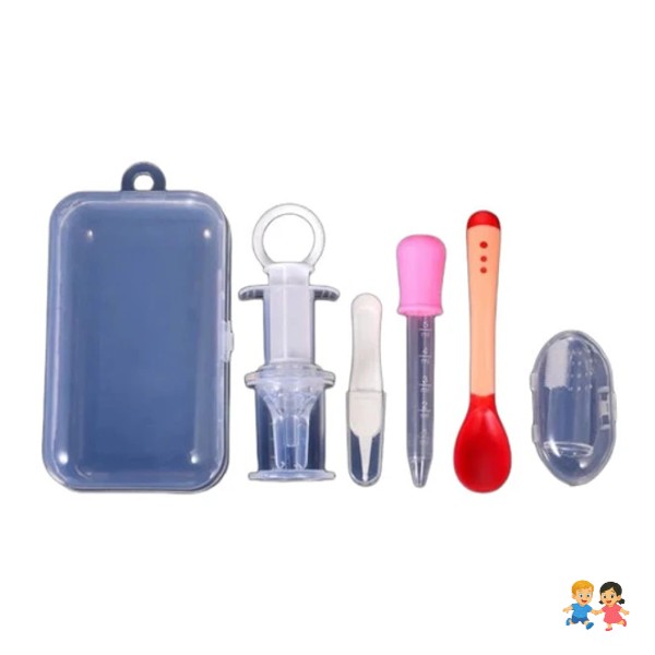 Estuche Con Cuchara Gotero Cepillo Dosificador Medicina Bebe.