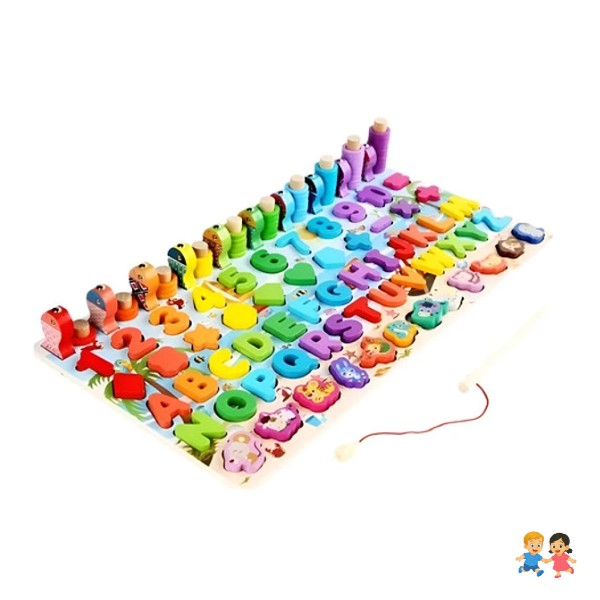 Juego Madera 7 En 1 Montessori Pesca Números Formas Abaco.
