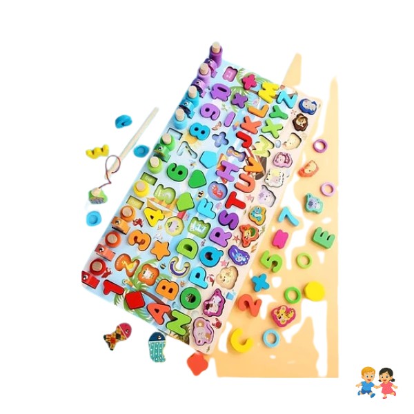Juego Madera 7 En 1 Montessori Pesca Números Formas Abaco.