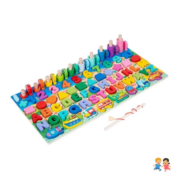 Juego Madera 7 En 1 Montessori Pesca Números Formas Abaco.