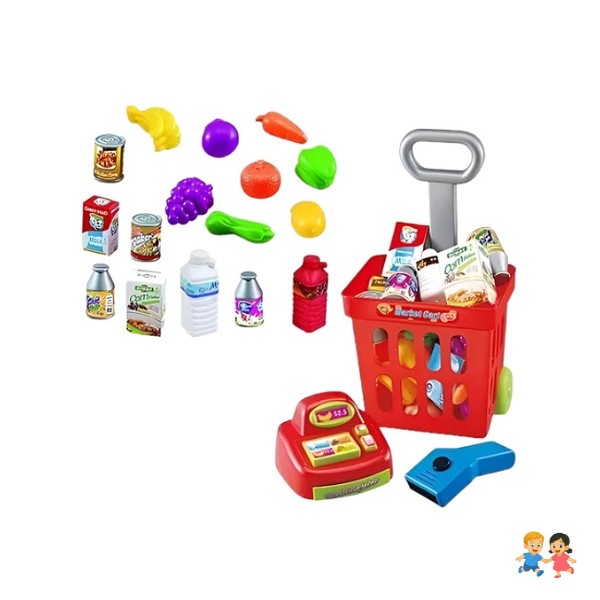 Mini Carrito Supermercado Niños Caja Registradora Sonido.