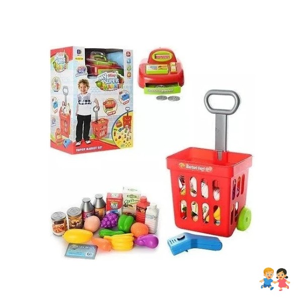 Mini Carrito Supermercado Niños Caja Registradora Sonido.
