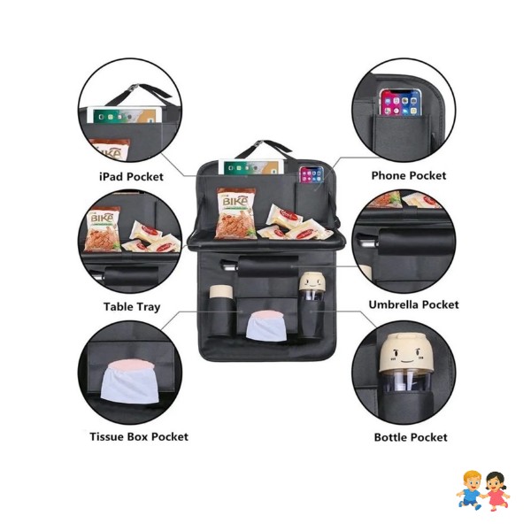 X2 Ecocuero Organizador Auto Respaldo De Asiento Portavasos.