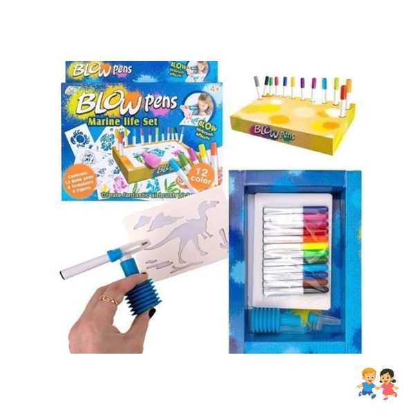 Set Aero-plumones Para Niños / Blow Pens 12.