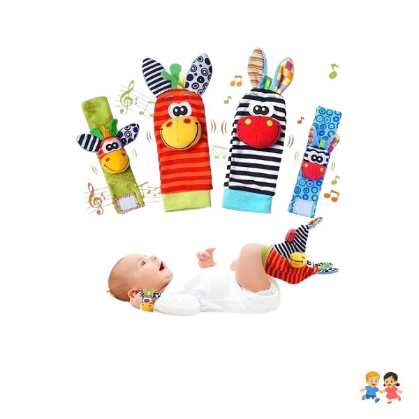 Juguete Sonajero Manos y Pies Bebe Niño Niña Pack 4 Piezas.