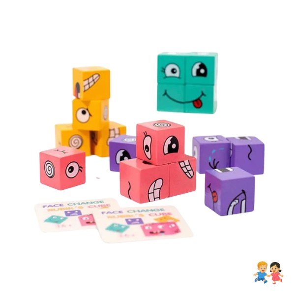 Juego De Expresión Cubo Cambia De Cara y campana.