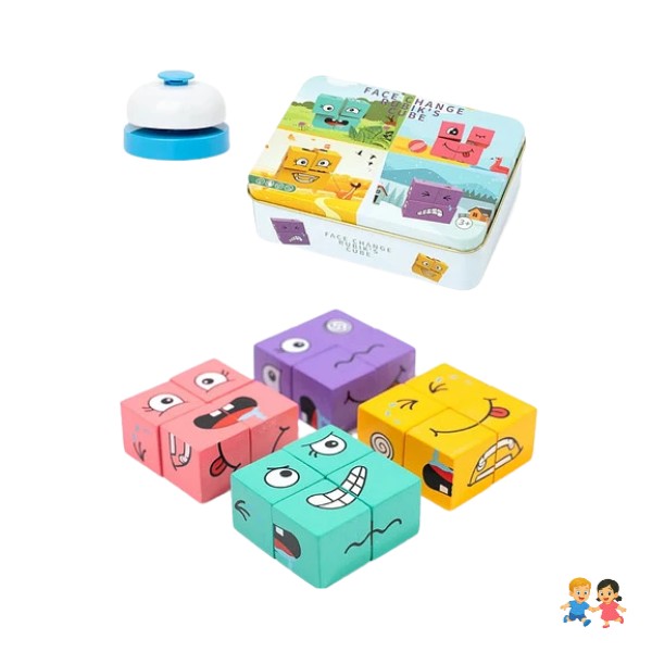 Juego De Expresión Cubo Cambia De Cara y campana.