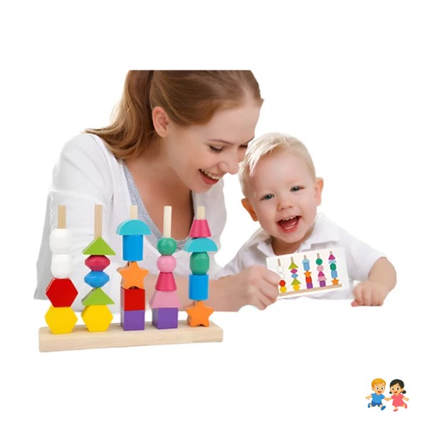 Encaje De Figuras Con Patrones Montessori Madera.