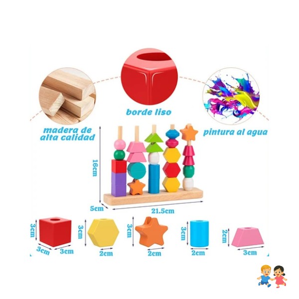 Encaje De Figuras Con Patrones Montessori Madera.
