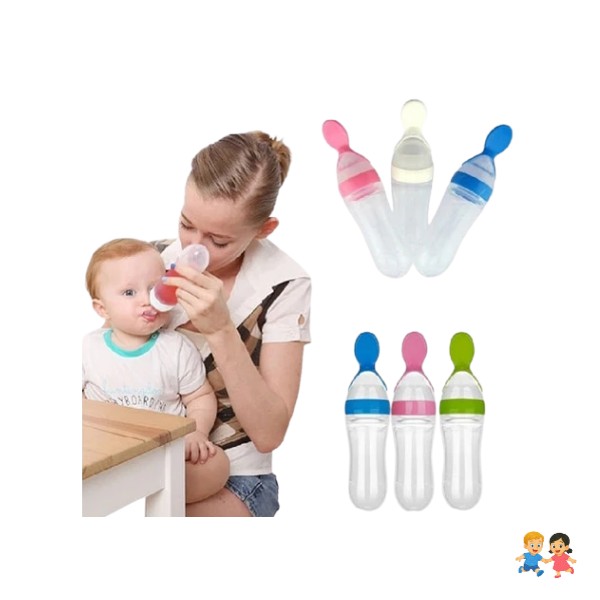 Mamadera Con Cuchara Dosificadora Bebes Silicona.
