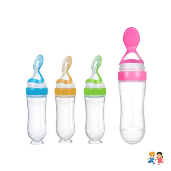 Mamadera Con Cuchara Dosificadora Bebes Silicona.