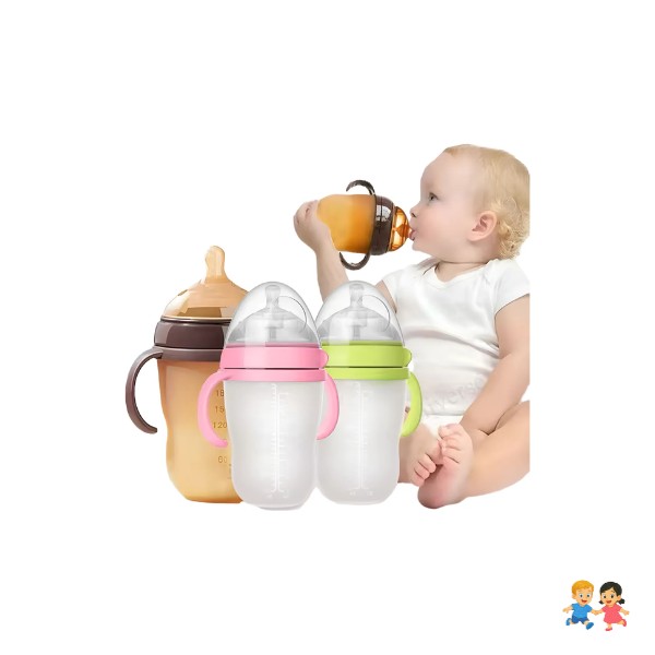 Mamadera De Silicona Con Agarre Y Anti Cólicos 250 Ml Bebes.