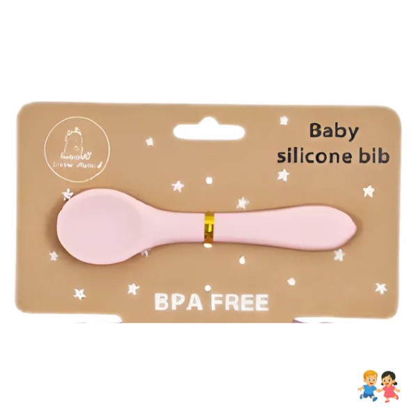 Babero De Silicona Ajustable Con Cuchara Bebés.