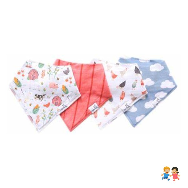 Pack 6 Baberos Bandanas Bebe Doble Capa De Algodón Y Bordada.