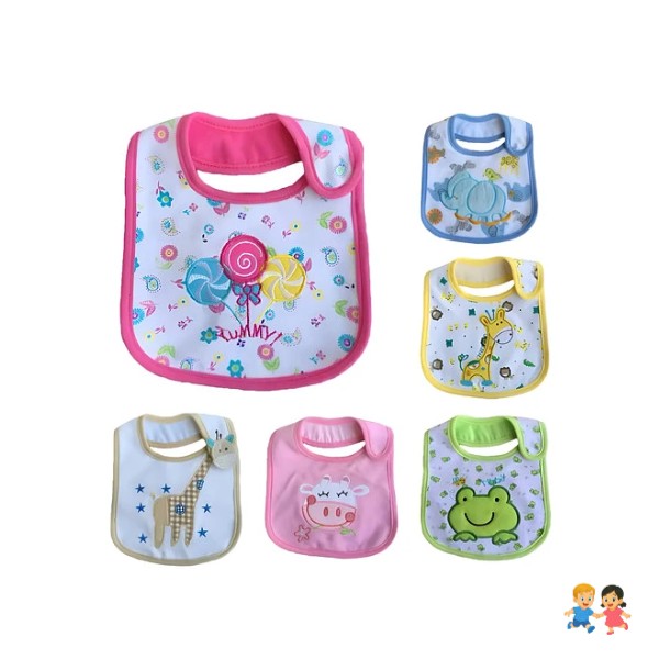 Pack 6 Unid Baberos Bordados Impermeable 3 Capas.