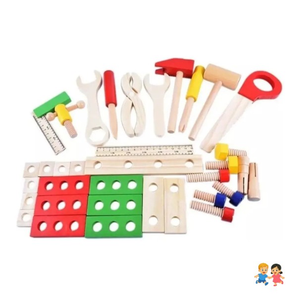 Juguete Caja De Herramientas De Madera Para Niños.