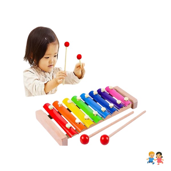 Metalofono Xilofono 8 Notas De Madera Para Niños Y Niñas.