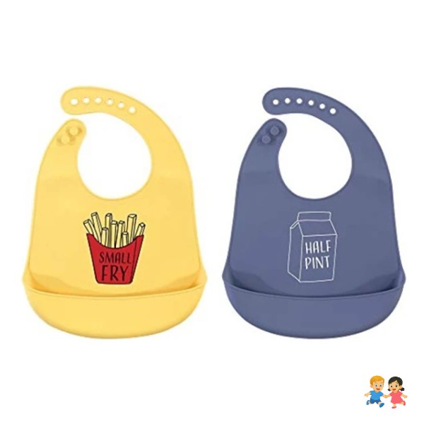 Pack De 2 Baberos De Silicona Con Bolsillo.