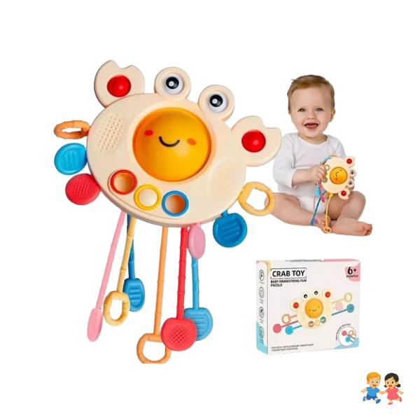 Juguete Cangrejo Sensorial Para Bebe Con Mordedor.