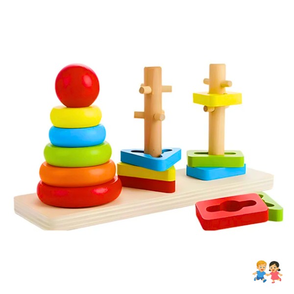 Juguete Torre De Encaje Con Dificultad De Madera Montessori.