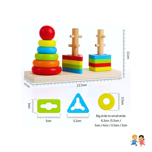 Juguete Torre De Encaje Con Dificultad De Madera Montessori.