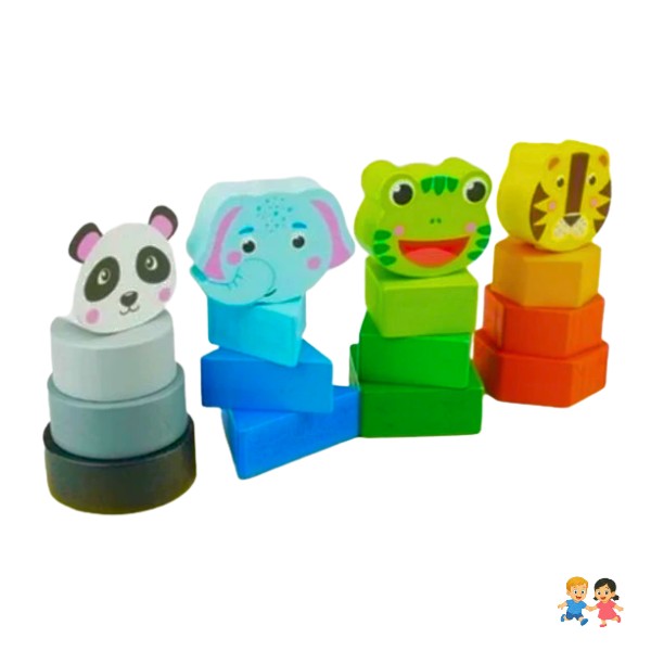 Juguete Didáctico Torre De Encaje Animales Y Figuras Niños.