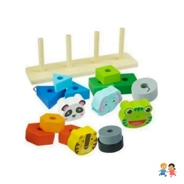 Juguete Didáctico Torre De Encaje Animales Y Figuras Niños.