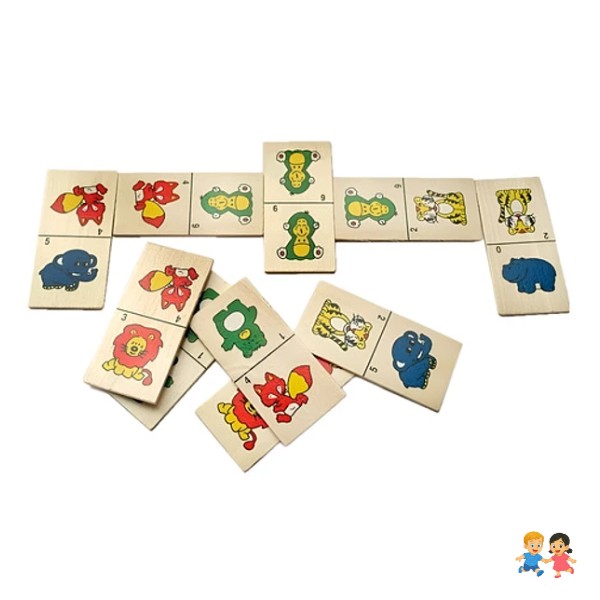 Domino Madera Animales Frutas Juego Didáctico Para Niños.