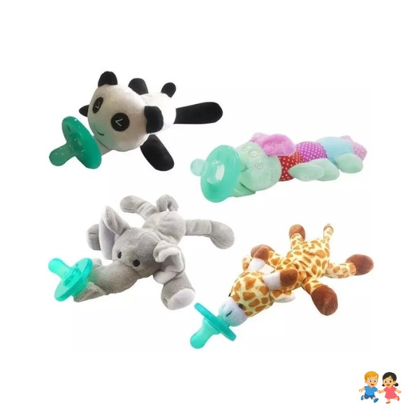 Porta Chupete De Suave Peluche De Animal Para Bebé.