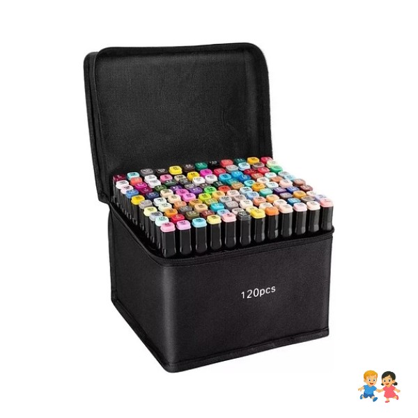 Set X120 Pcs Plumones Doble Punta Rotuladores Doble Pintar.