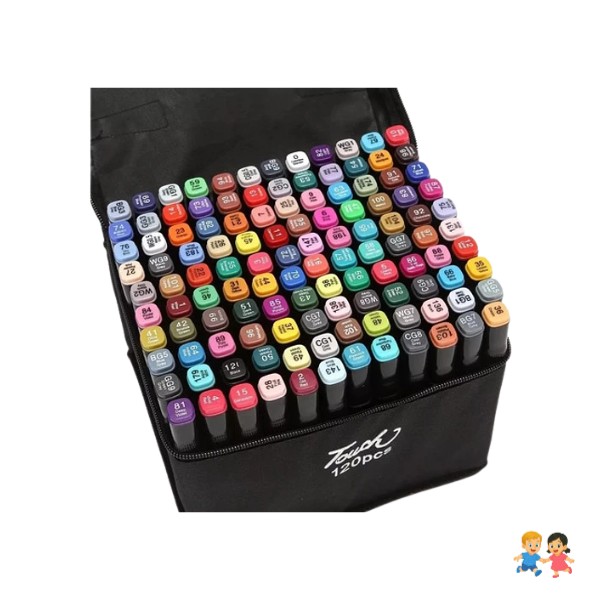 Set X120 Pcs Plumones Doble Punta Rotuladores Doble Pintar.