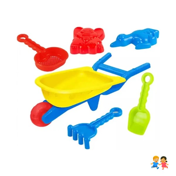 Carretilla Con Moldes Y Palas Para Playa Juguetes De Verano.
