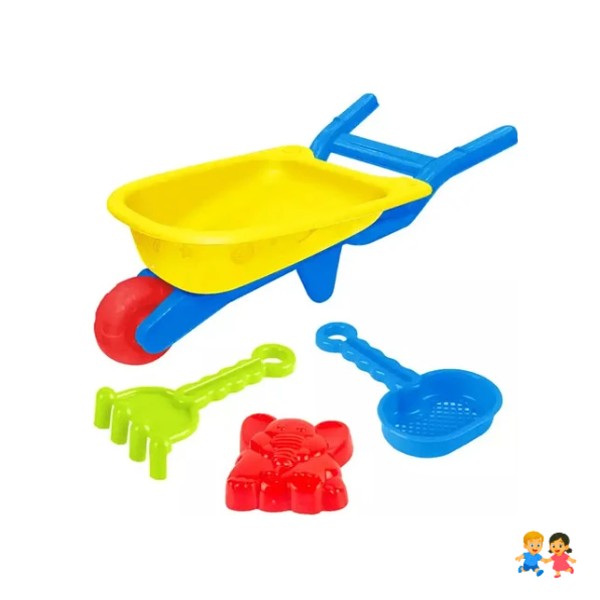 Carretilla Con Moldes Y Palas Para Playa Juguetes De Verano.