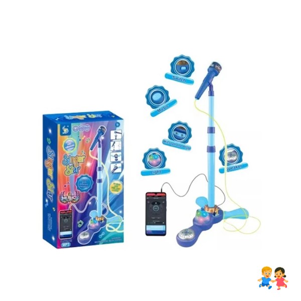 Micrófono Pedestal Juguete Mp3 Con Luces Infantil.