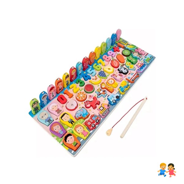Rompecabezas De Madera Con Juego De Pesca Magnéticos.
