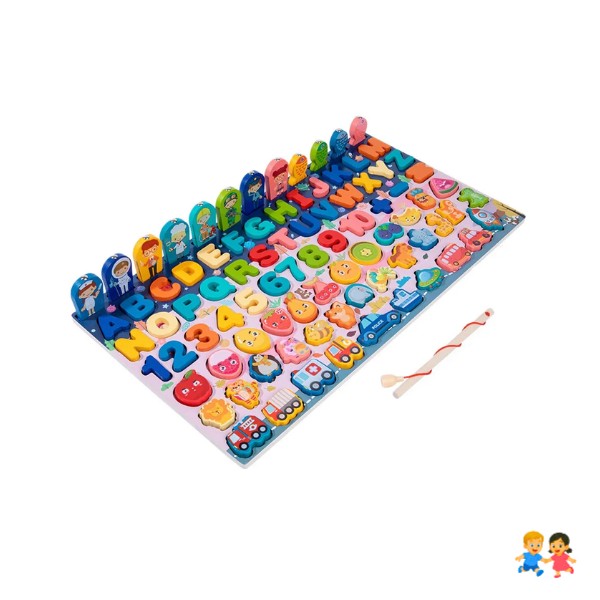 Rompecabezas De Madera Con Juego De Pesca Magnéticos.