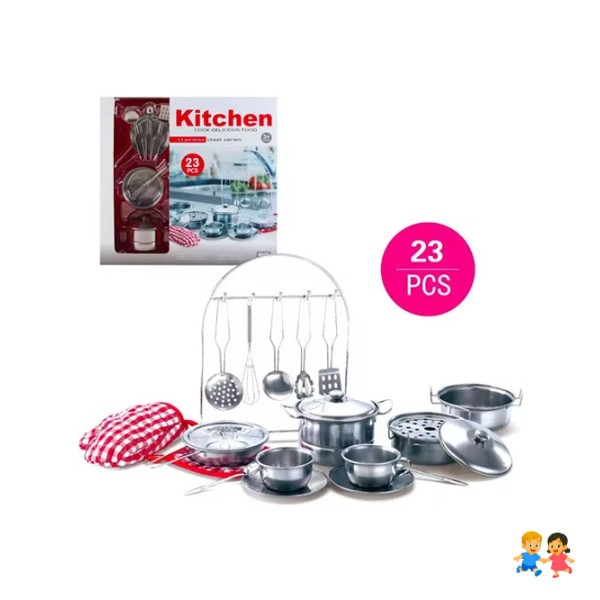 Juego Ollas Bateria Para Niños Y Niñas Acero Inoxidable