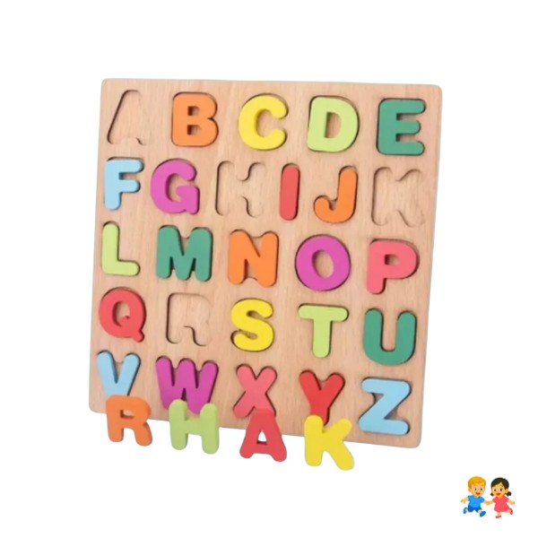 Pack Letras Y Números Madera Encaje Juguete Juego Montessori.