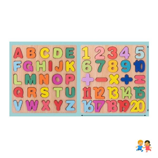 Pack Letras Y Números Madera Encaje Juguete Juego Montessori.
