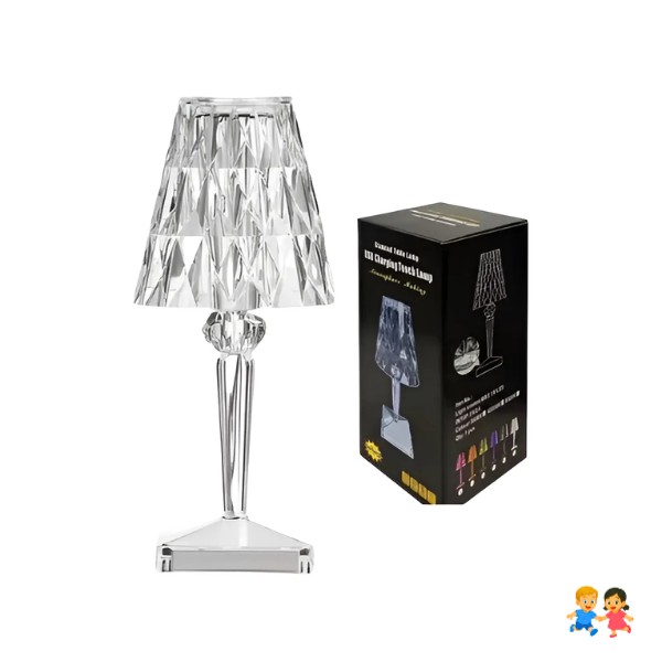 Lampara De Mesa Velador Diamante Táctil Usb.