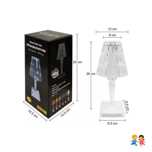 Lampara De Mesa Velador Diamante Táctil Usb.