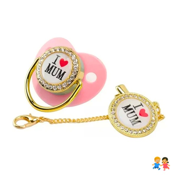 Chupete Bebe Con Brillos Y Porta Chupete Hermosos Diseños.