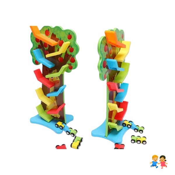 Pista Arbol De Autos Juguete Didáctico De Madera Para Niños.